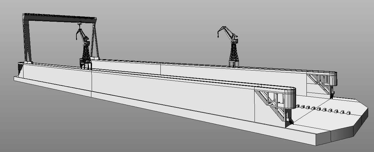 Shipyard floating dock low-poly 3d model Low-poly 3D model_8