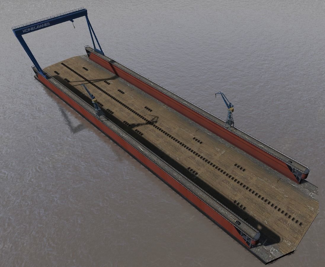 Shipyard floating dock low-poly 3d model Low-poly 3D model_4