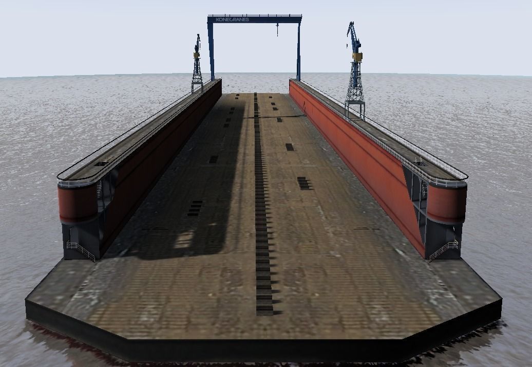 Shipyard floating dock low-poly 3d model Low-poly 3D model_2