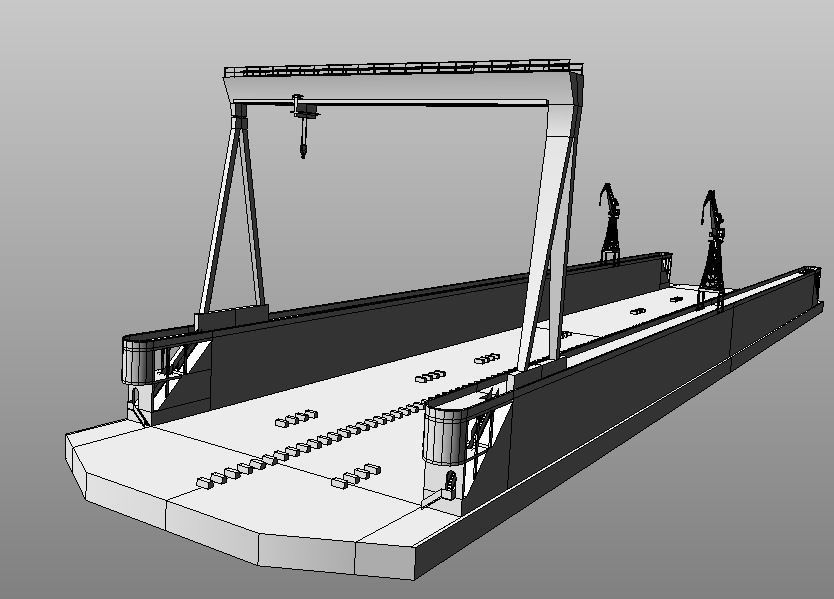 Shipyard floating dock low-poly 3d model Low-poly 3D model_9