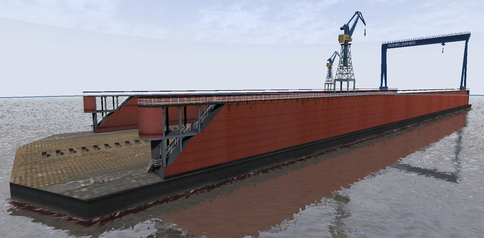 Shipyard floating dock low-poly 3d model Low-poly 3D model_3