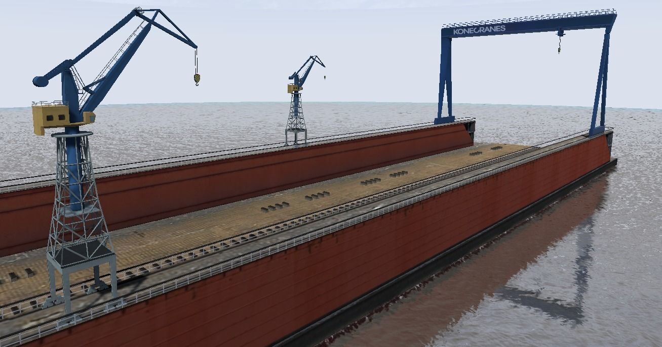 Shipyard floating dock low-poly 3d model Low-poly 3D model_6