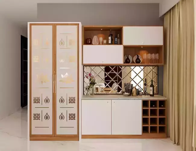 Crockery Unit with Pooja 3D model