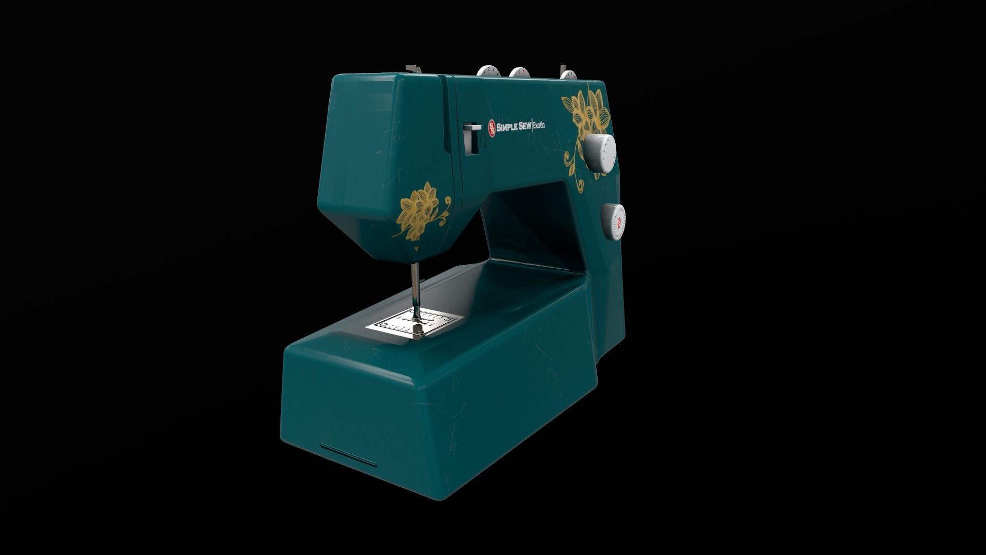 Sewing Machine Vintage Style  Low-poly 3D model_12
