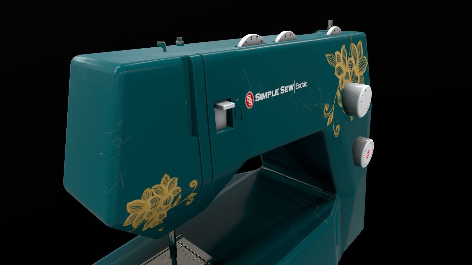 Sewing Machine Vintage Style  Low-poly 3D model_16