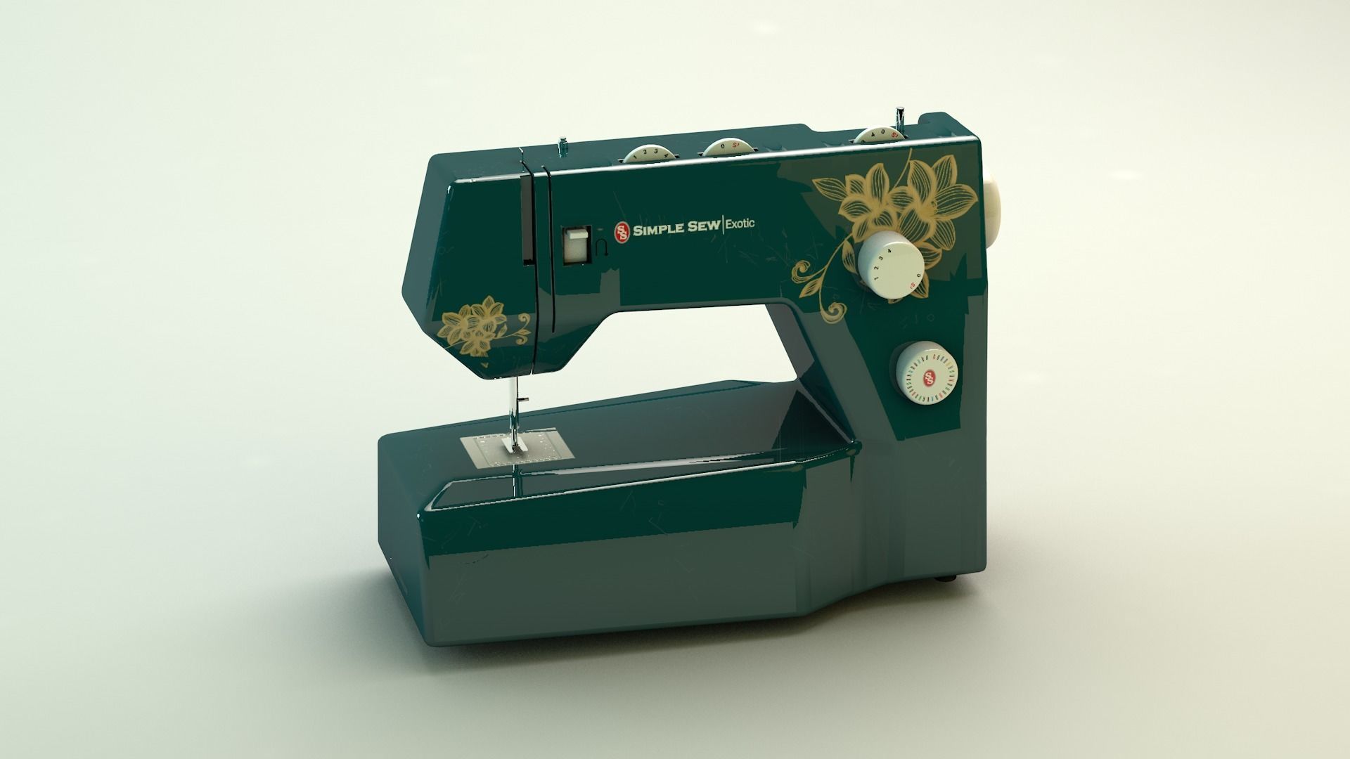 Sewing Machine Vintage Style  Low-poly 3D model_2