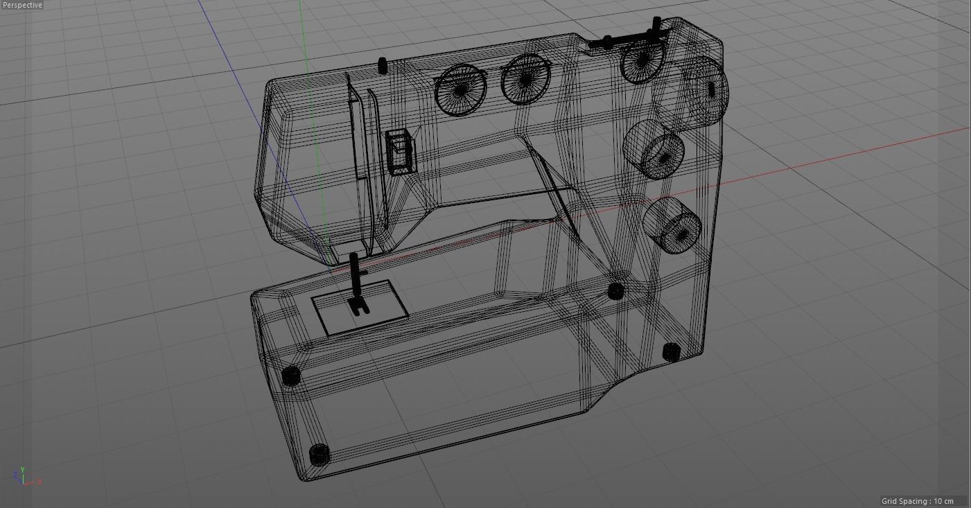 Sewing Machine Vintage Style  Low-poly 3D model_5