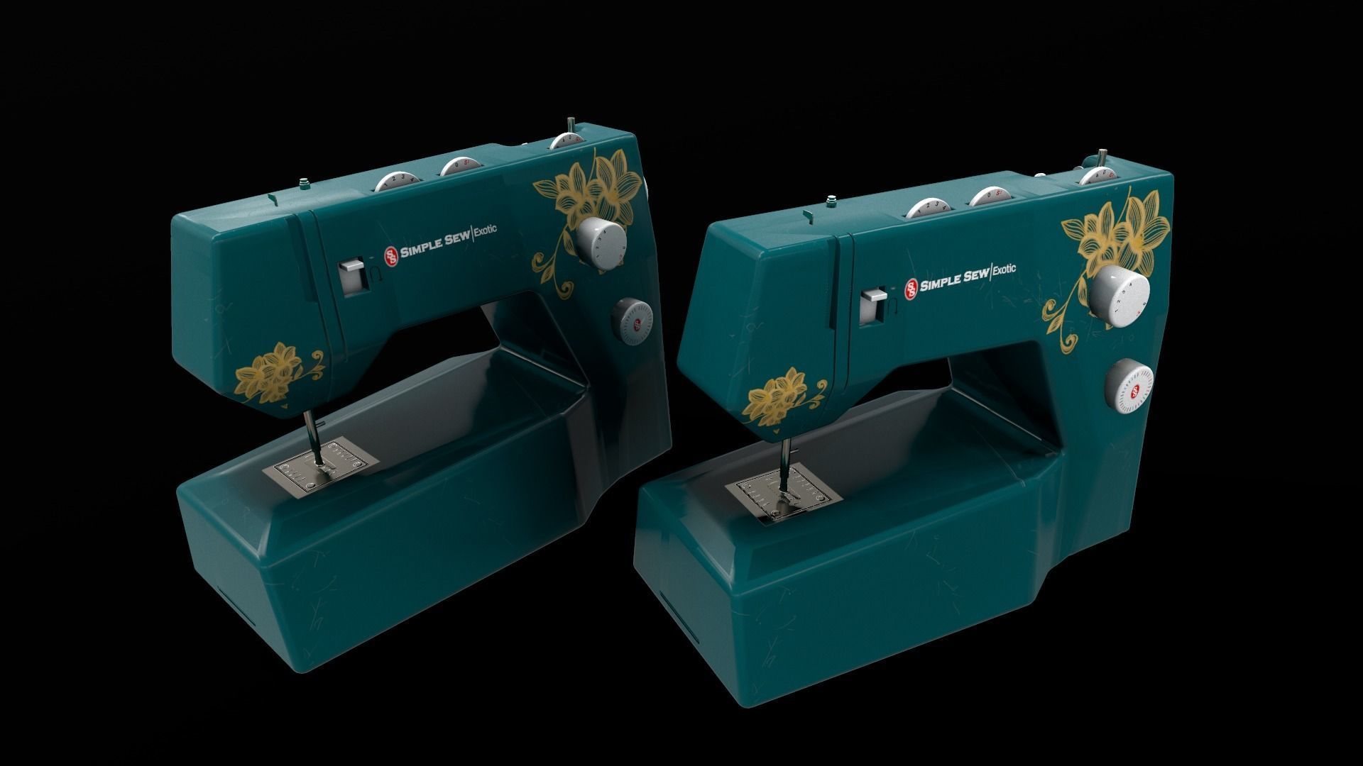 Sewing Machine Vintage Style  Low-poly 3D model_19