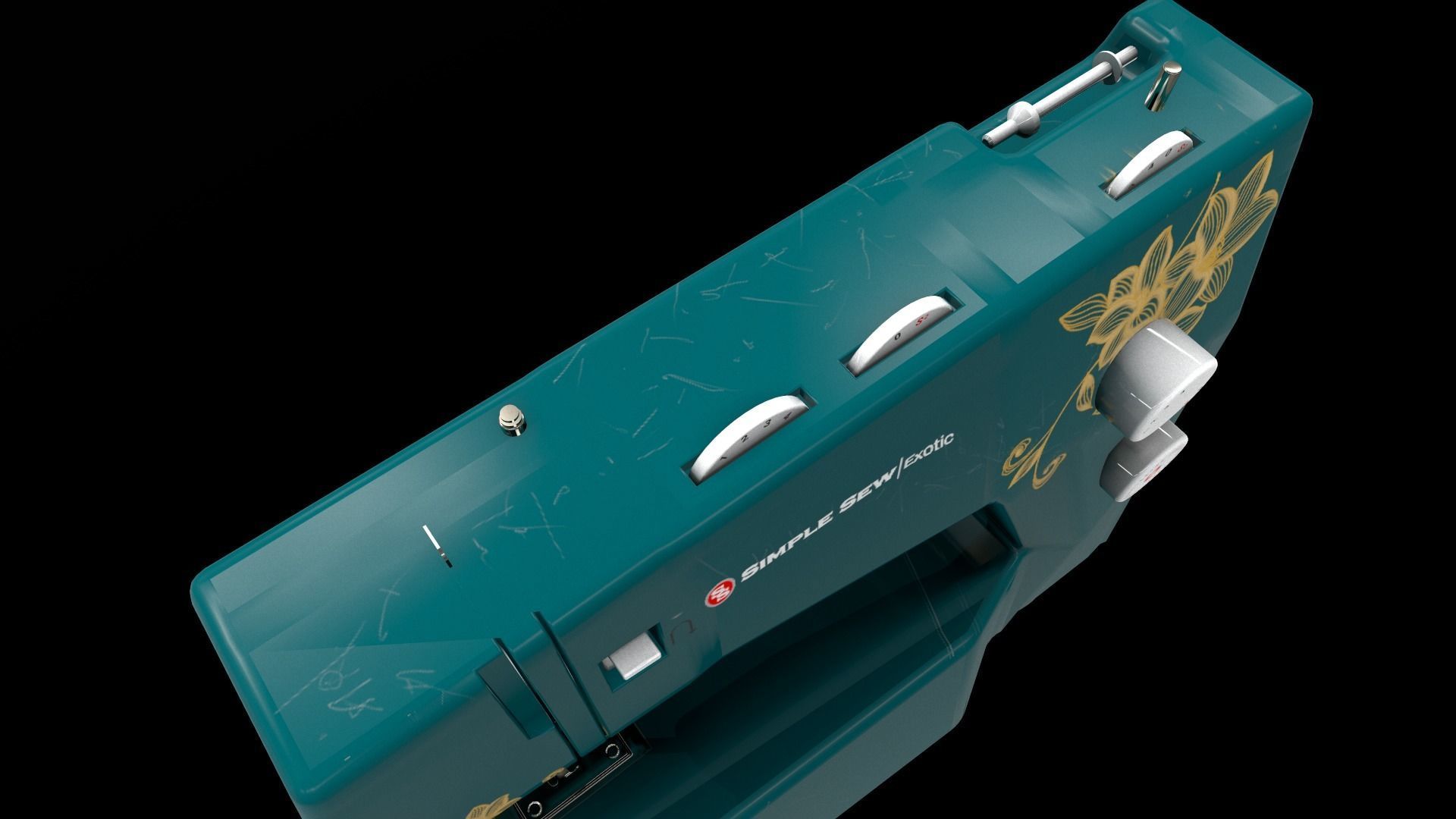 Sewing Machine Vintage Style  Low-poly 3D model_17