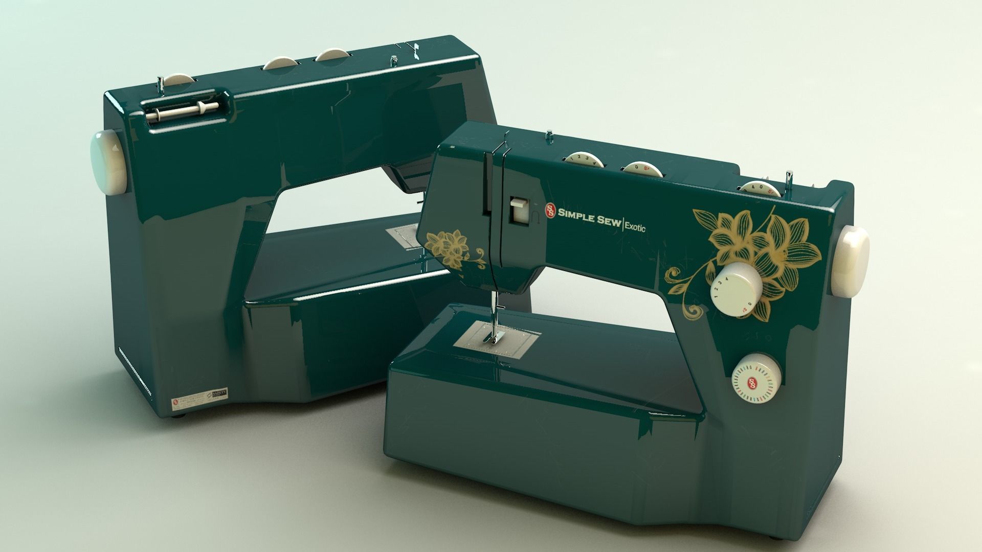 Sewing Machine Vintage Style  Low-poly 3D model_1