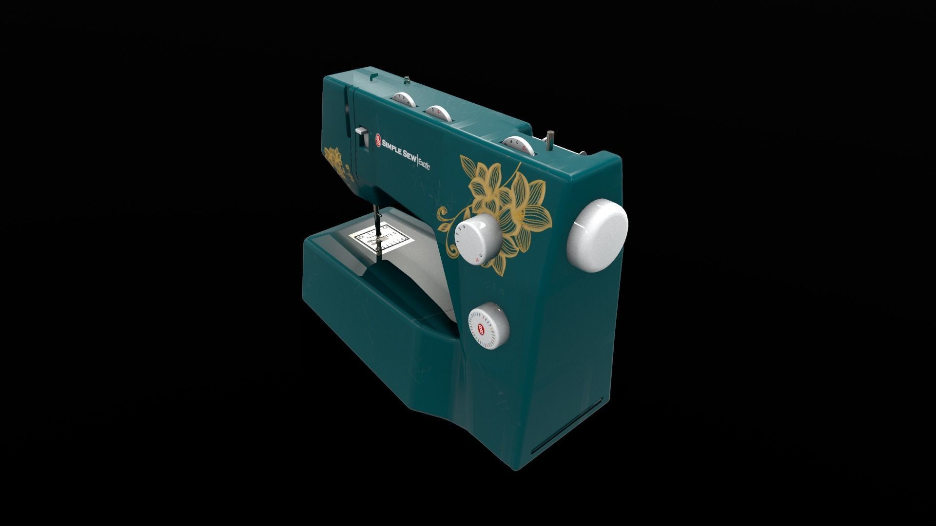 Sewing Machine Vintage Style  Low-poly 3D model_8