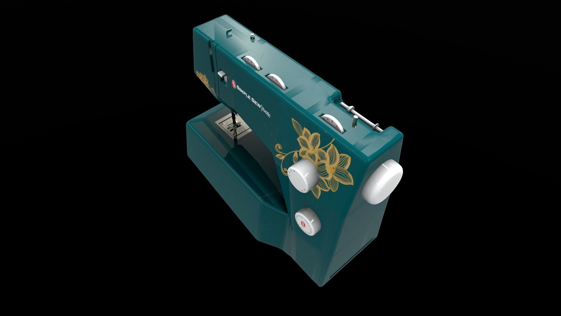 Sewing Machine Vintage Style  Low-poly 3D model_13