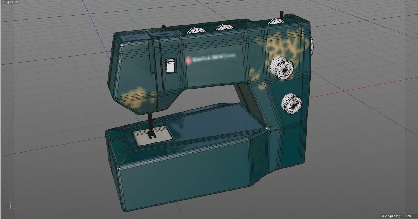Sewing Machine Vintage Style  Low-poly 3D model_3