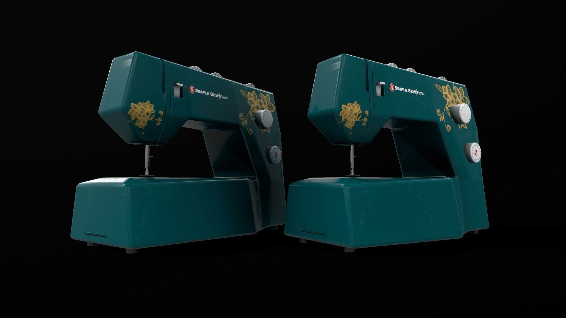 Sewing Machine Vintage Style  Low-poly 3D model_20