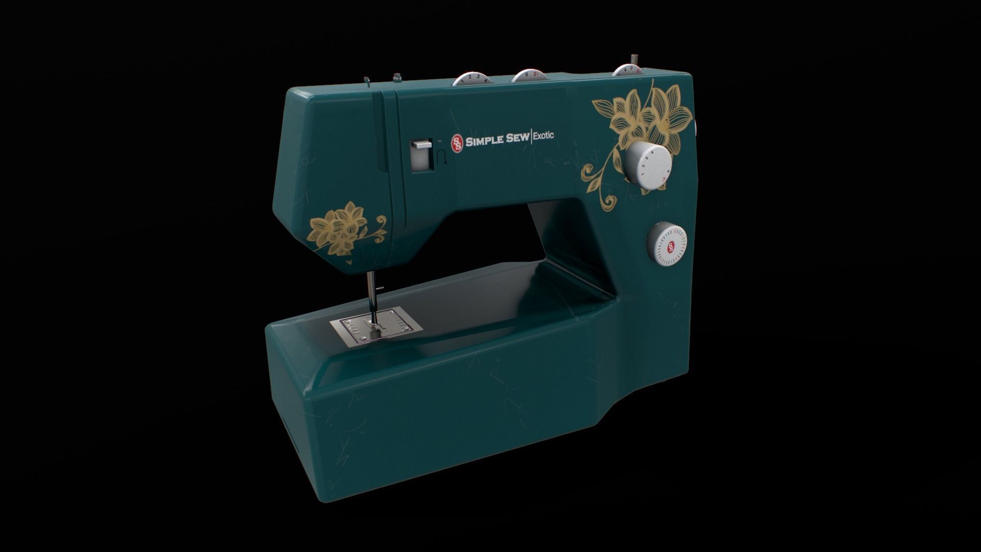 Sewing Machine Vintage Style  Low-poly 3D model_6