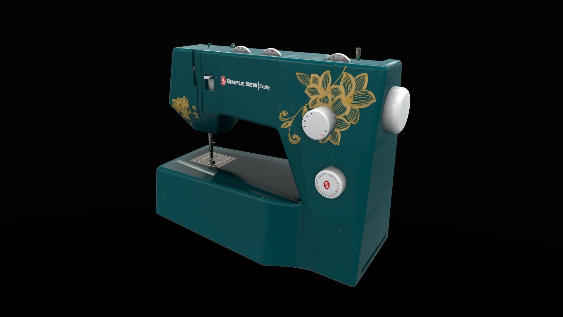 Sewing Machine Vintage Style  Low-poly 3D model_7