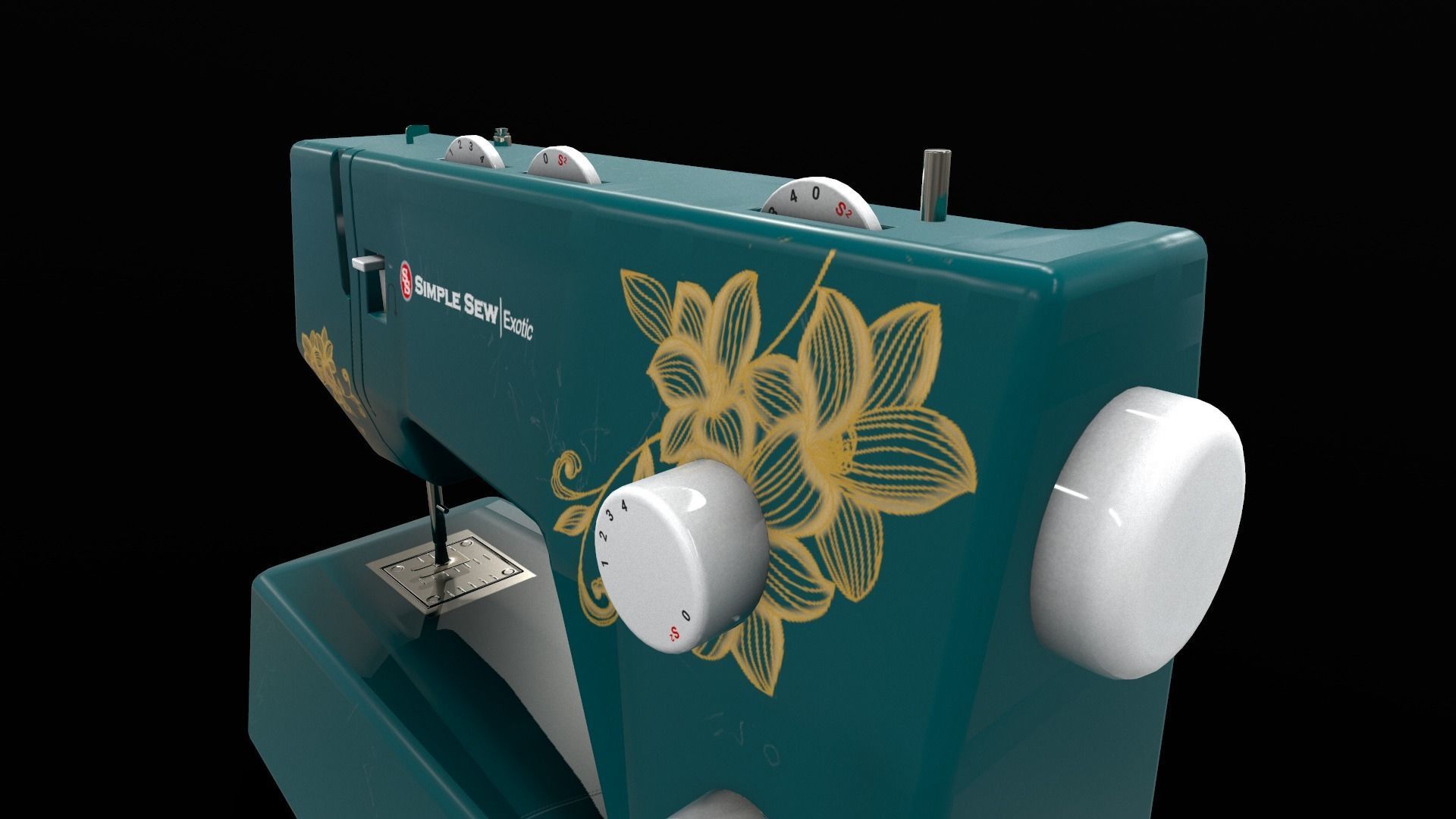 Sewing Machine Vintage Style  Low-poly 3D model_15
