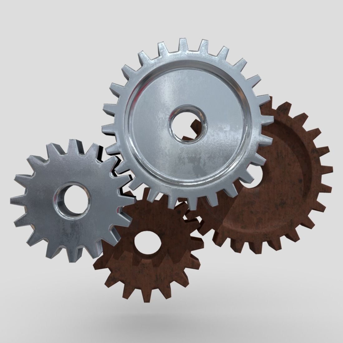 Gears three Low-poly 3D model_3