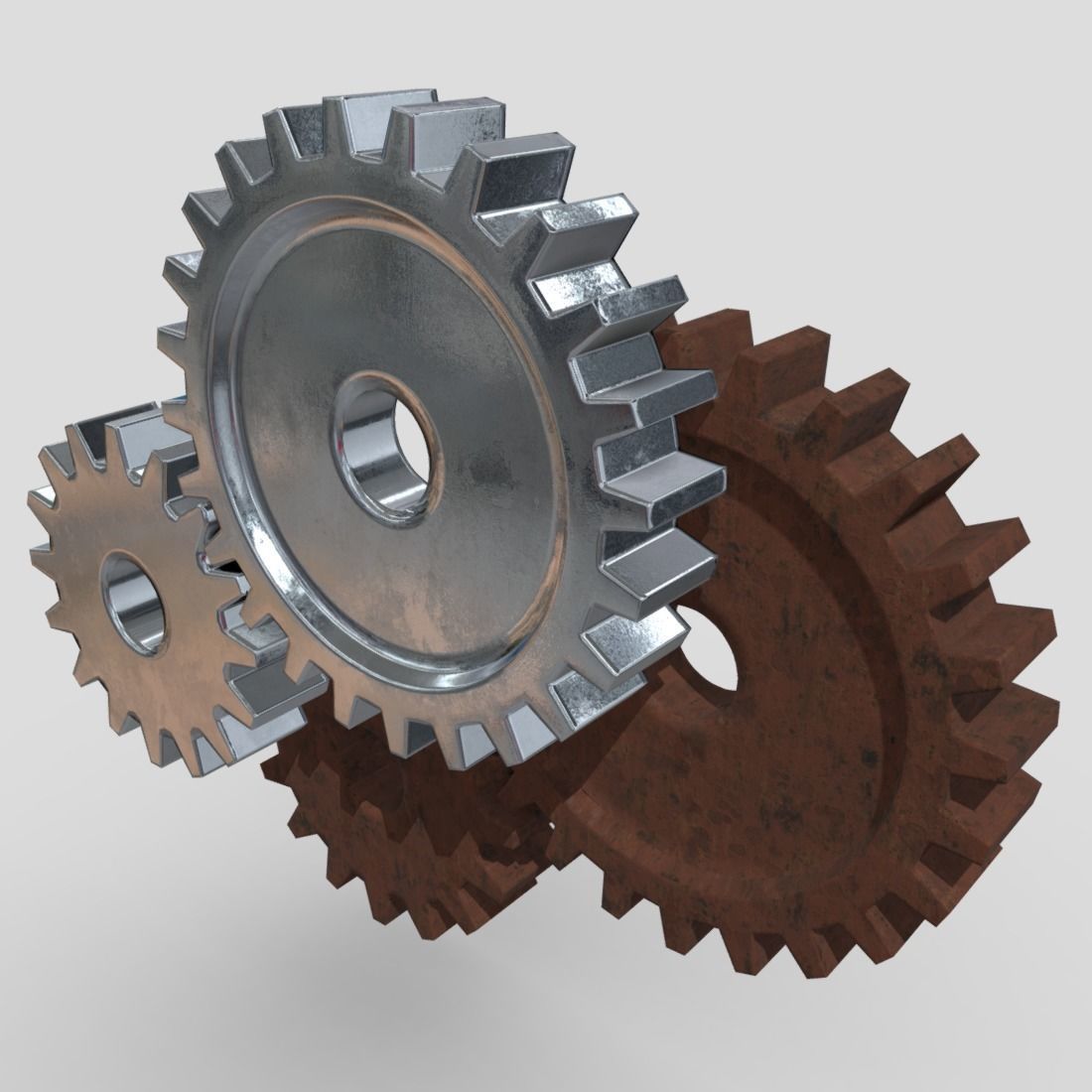 Gears three Low-poly 3D model_5