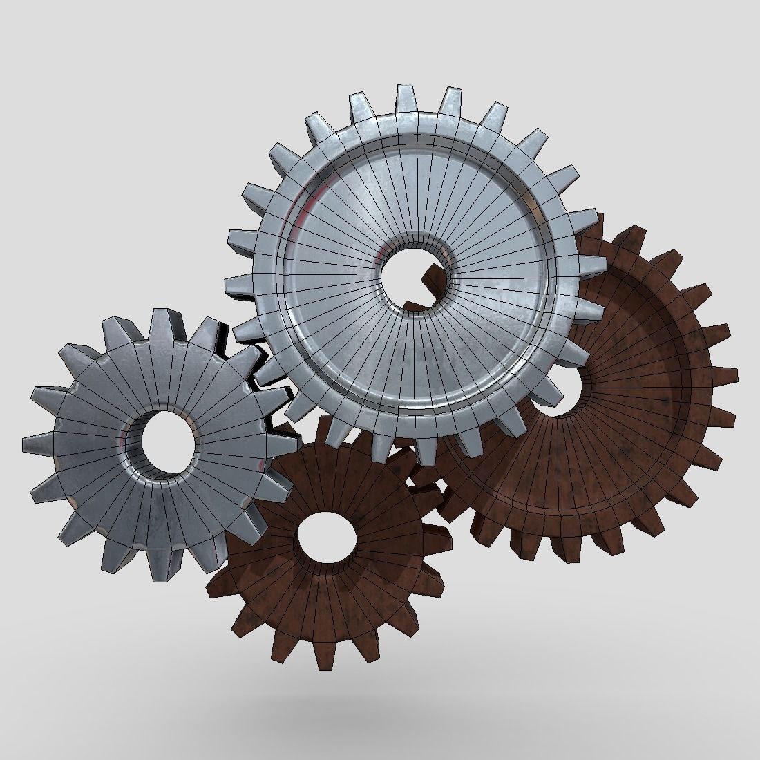 Gears three Low-poly 3D model_4