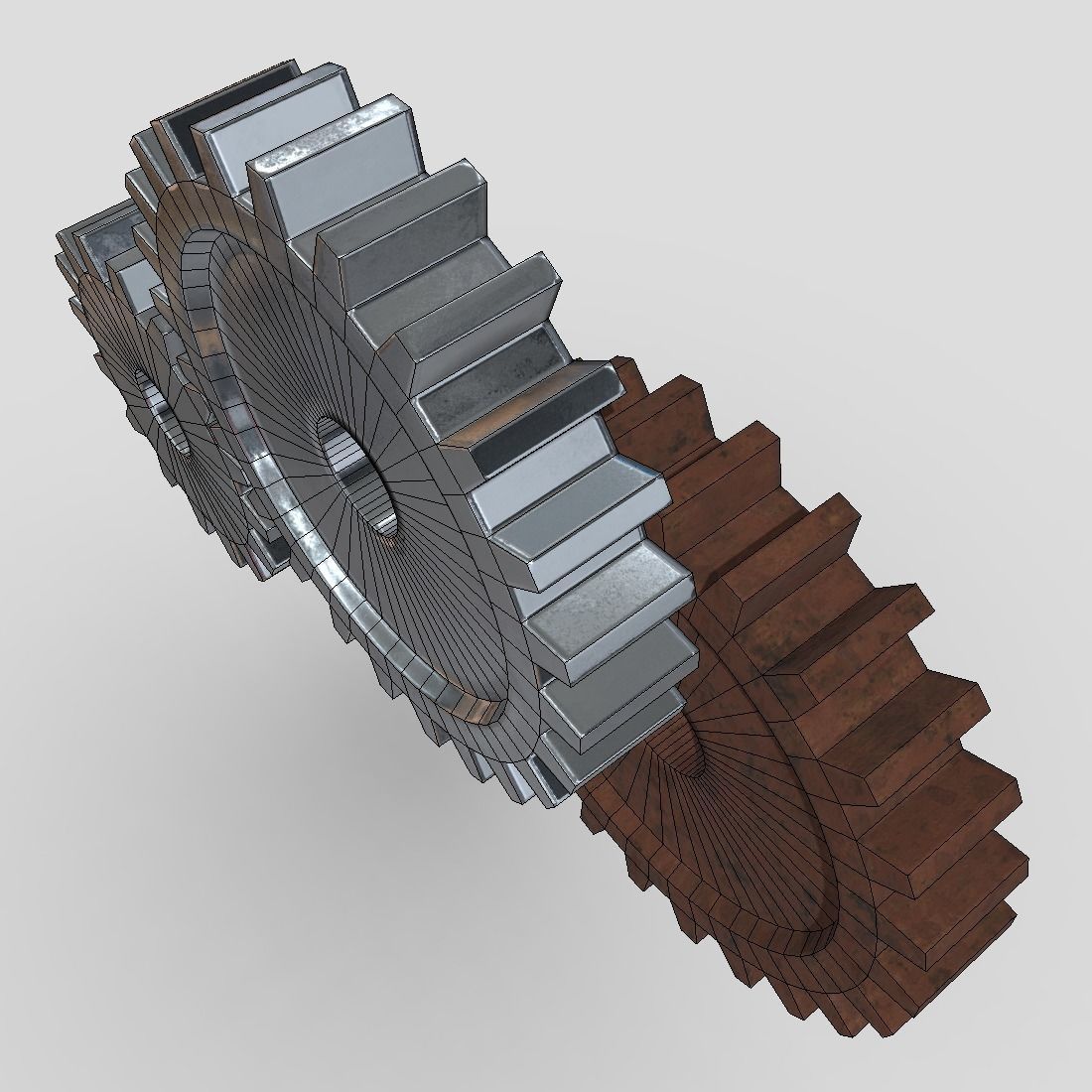 Gears three Low-poly 3D model_8