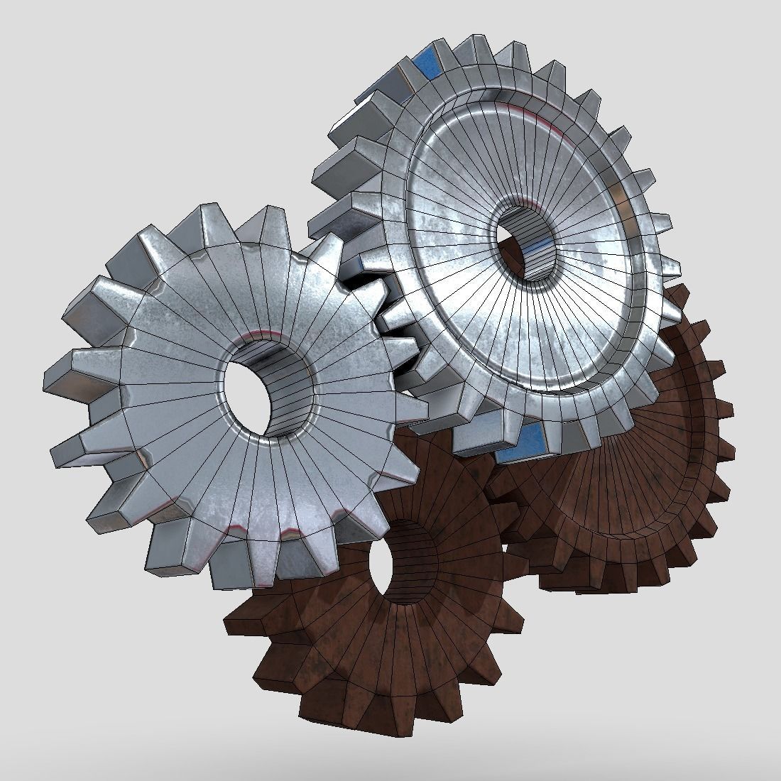 Gears three Low-poly 3D model_12