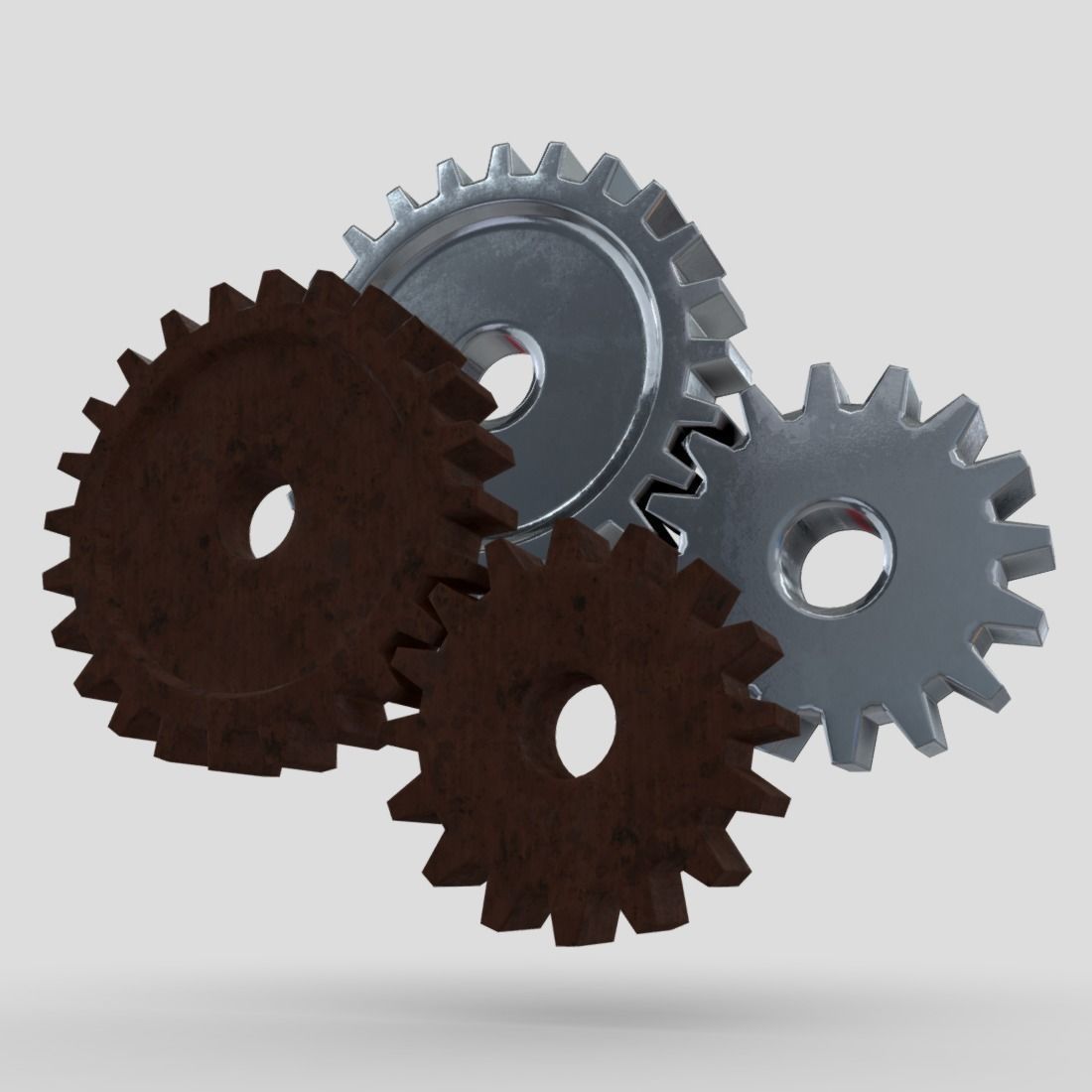 Gears three Low-poly 3D model_9