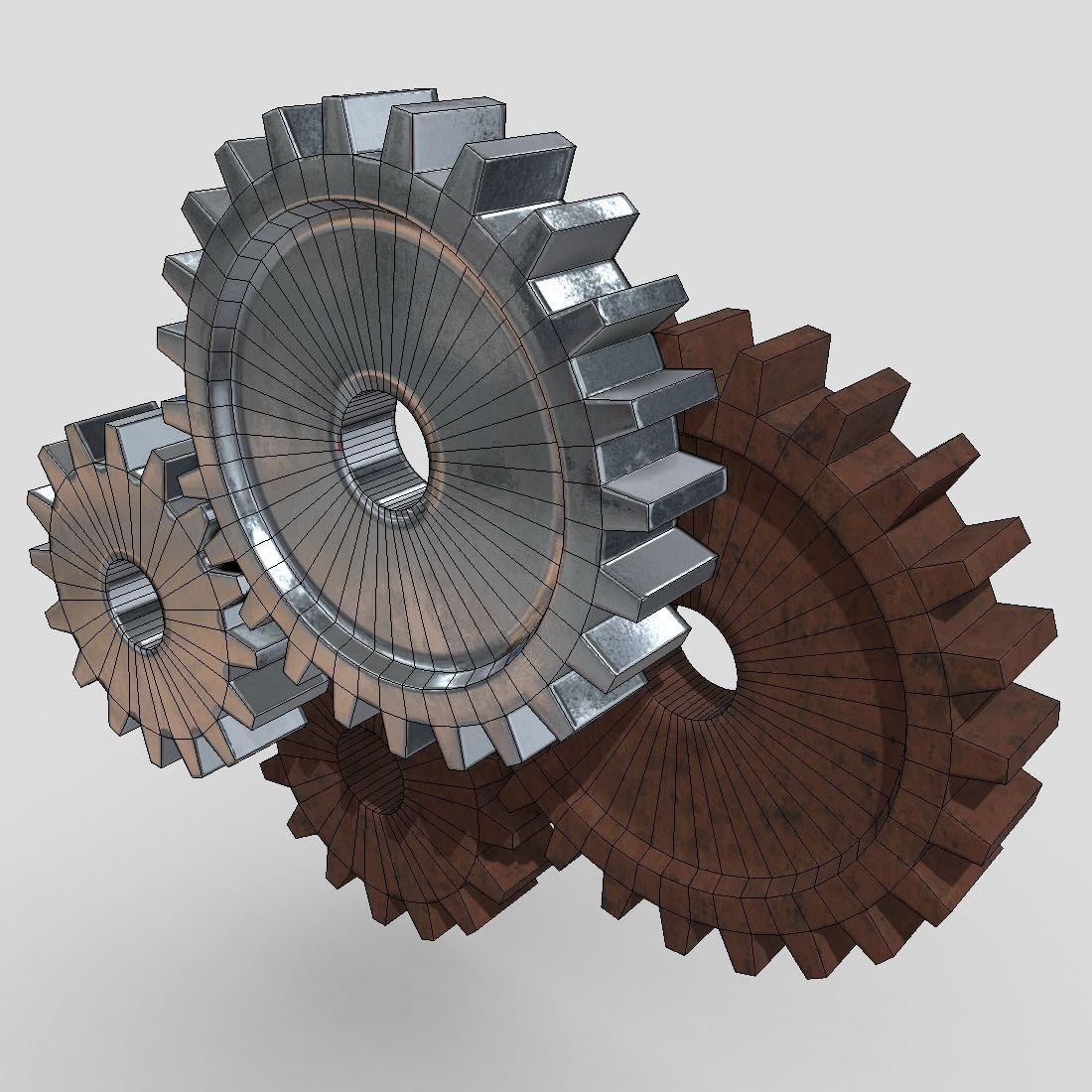 Gears three Low-poly 3D model_6