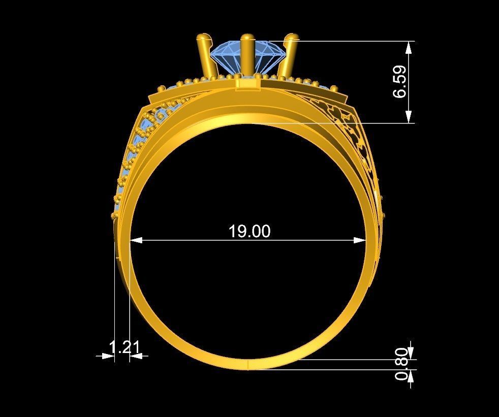 Luxury Diamond Cross Crown Men Ring 574 3D print model_5