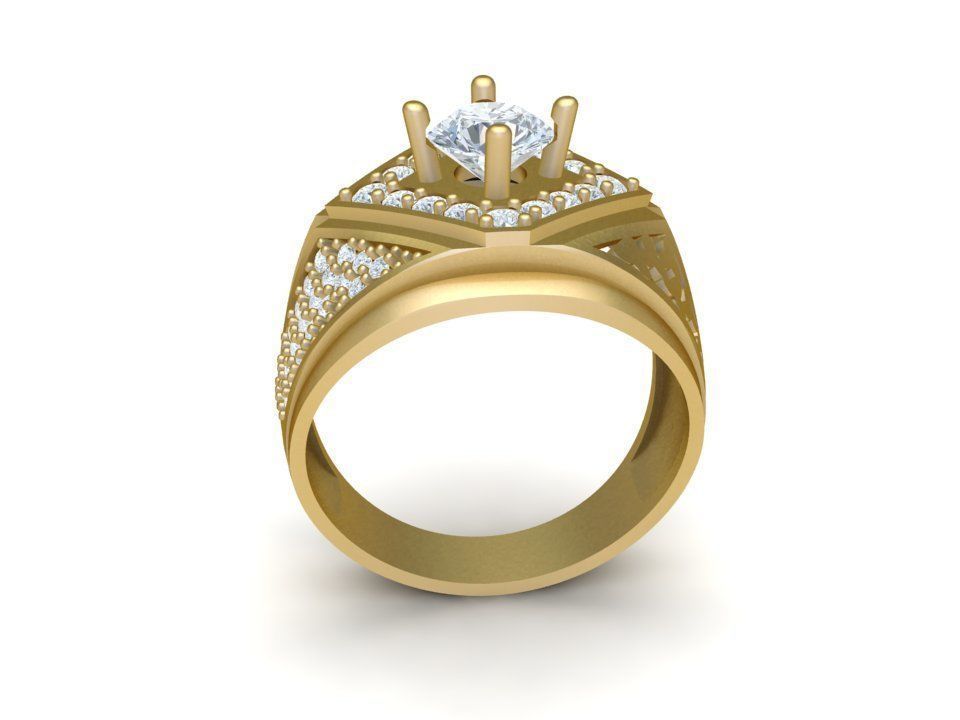 Luxury Diamond Cross Crown Men Ring 574 3D print model_4