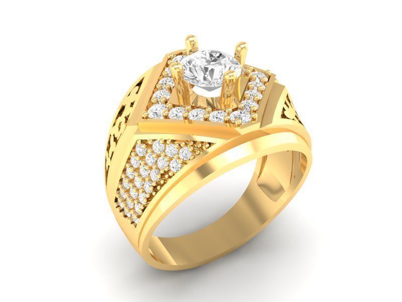 Luxury Diamond Cross Crown Men Ring 574 3D print model_2