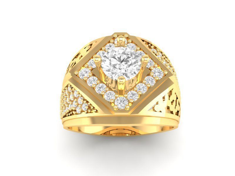 Luxury Diamond Cross Crown Men Ring 574 3D print model_3