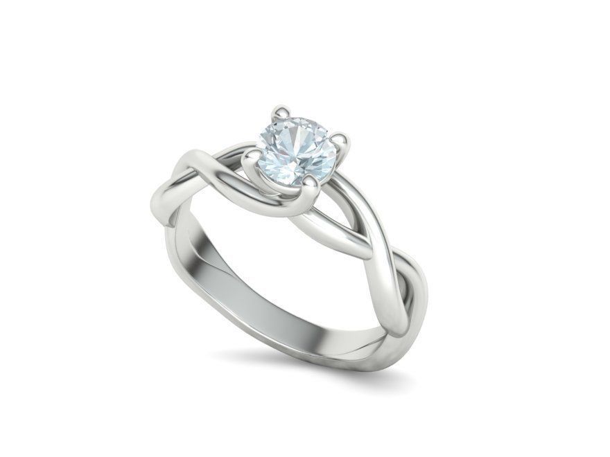 Classic Engagement Ring Solitaire Crossover Ring 3dmodel 3D print model_25