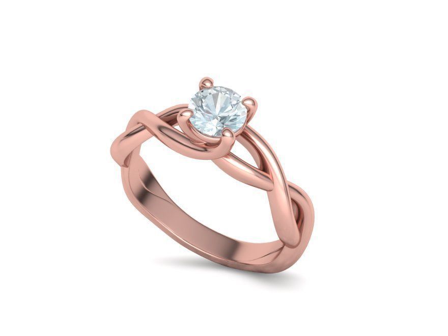 Classic Engagement Ring Solitaire Crossover Ring 3dmodel 3D print model_24
