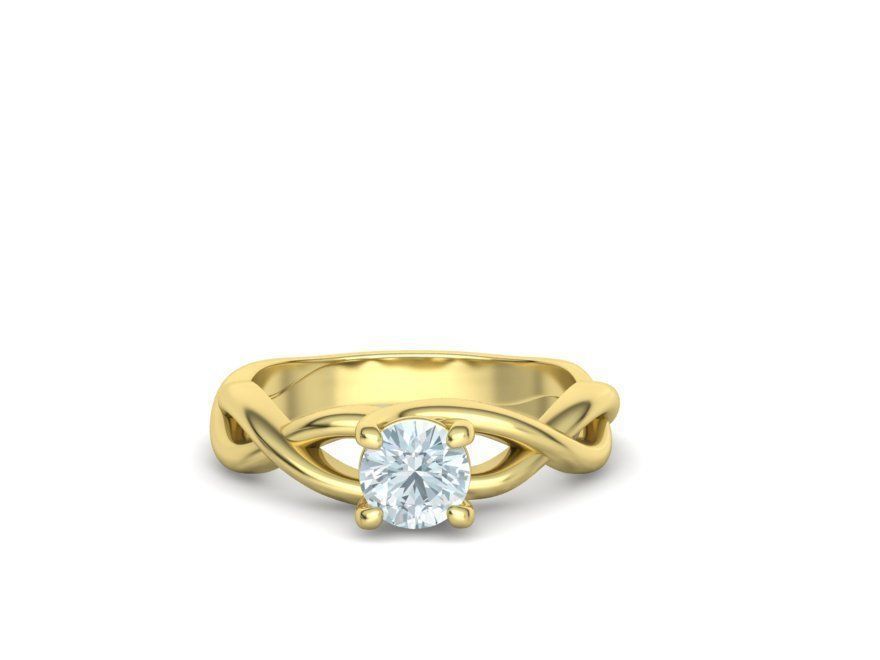Classic Engagement Ring Solitaire Crossover Ring 3dmodel 3D print model_7