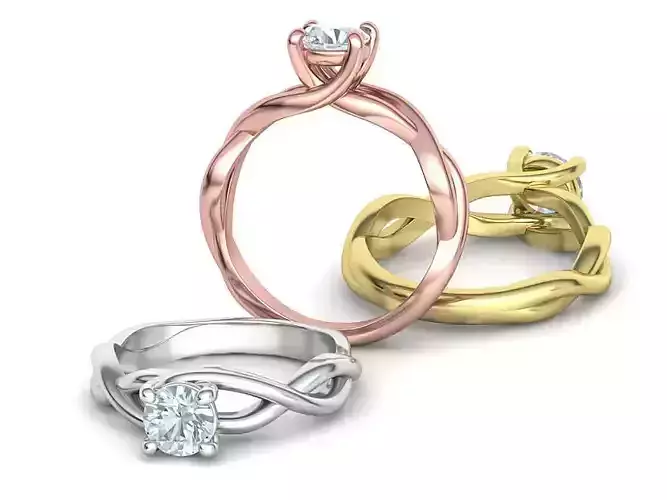 Classic Engagement Ring Solitaire Crossover Ring 3dmodel