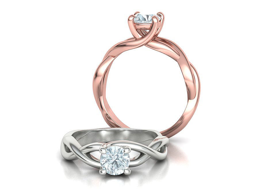 Classic Engagement Ring Solitaire Crossover Ring 3dmodel 3D print model_1