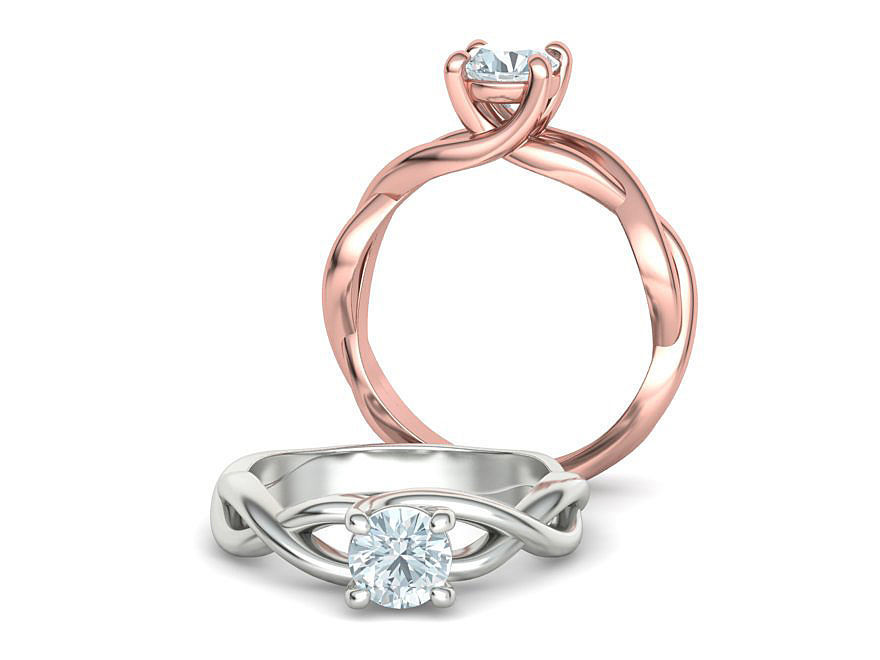 Classic Engagement Ring Solitaire Crossover Ring 3dmodel 3D print model_3