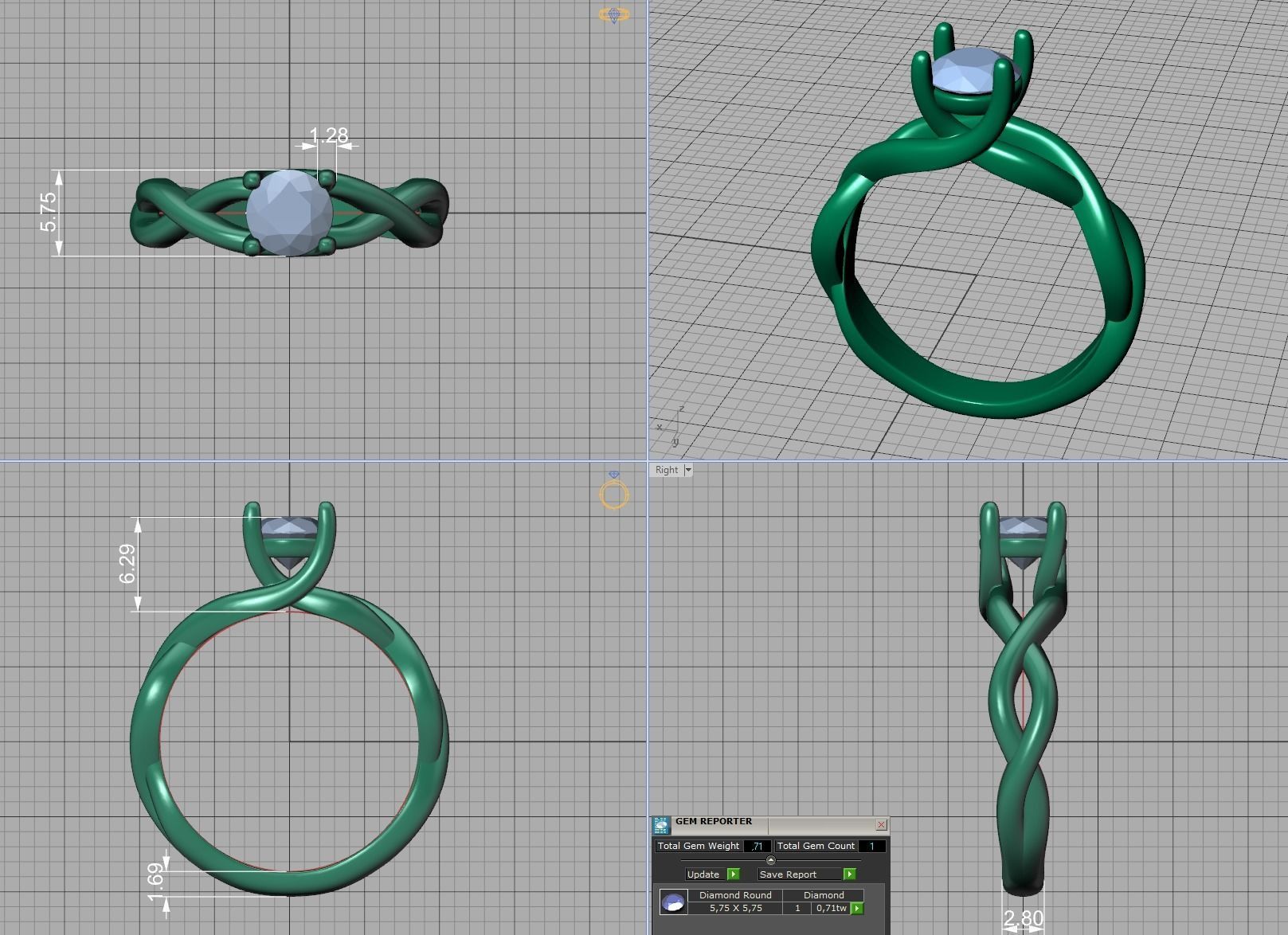 Classic Engagement Ring Solitaire Crossover Ring 3dmodel 3D print model_14