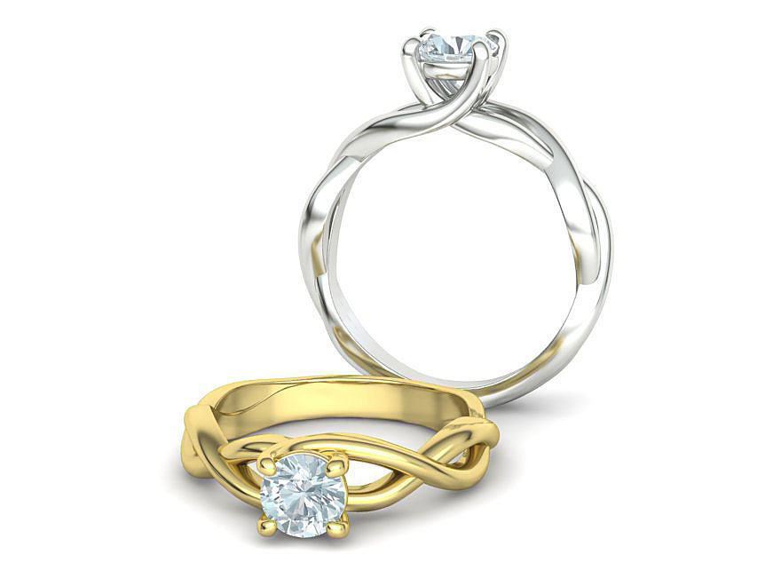 Classic Engagement Ring Solitaire Crossover Ring 3dmodel 3D print model_2