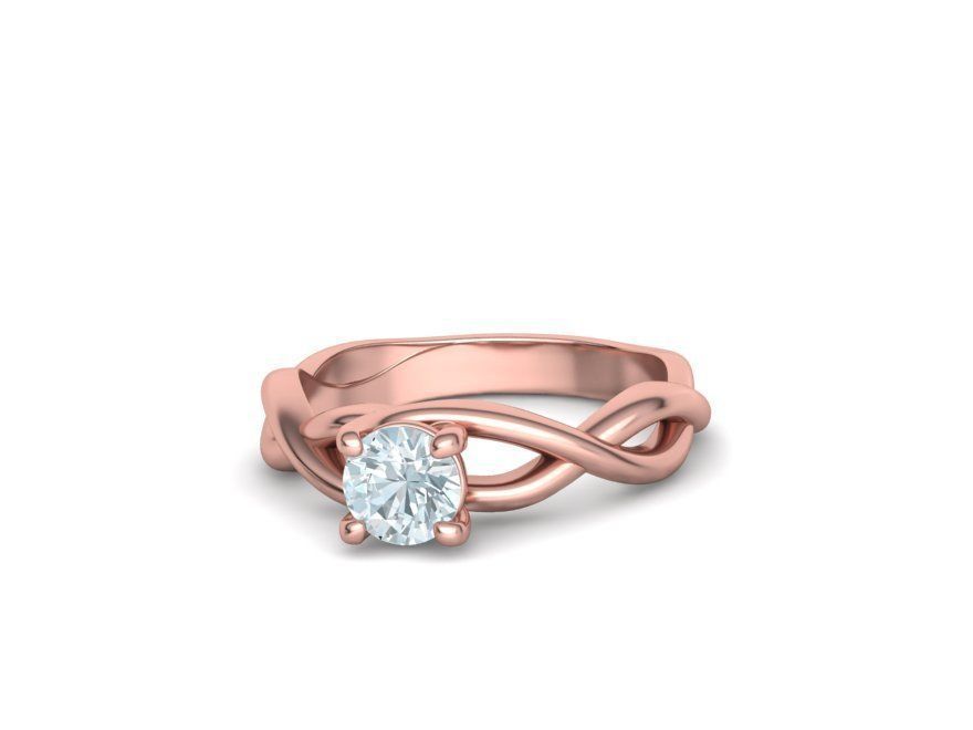 Classic Engagement Ring Solitaire Crossover Ring 3dmodel 3D print model_8