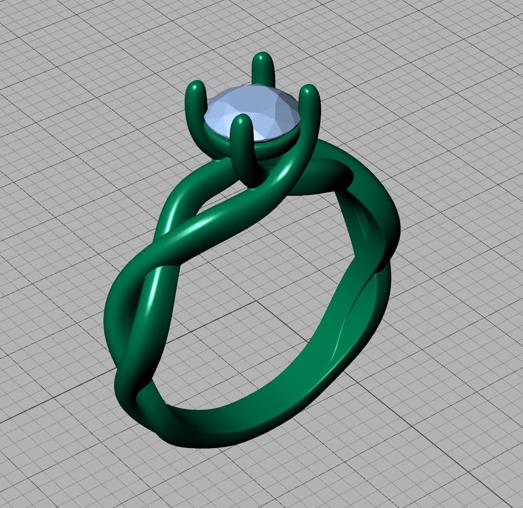 Classic Engagement Ring Solitaire Crossover Ring 3dmodel 3D print model_19