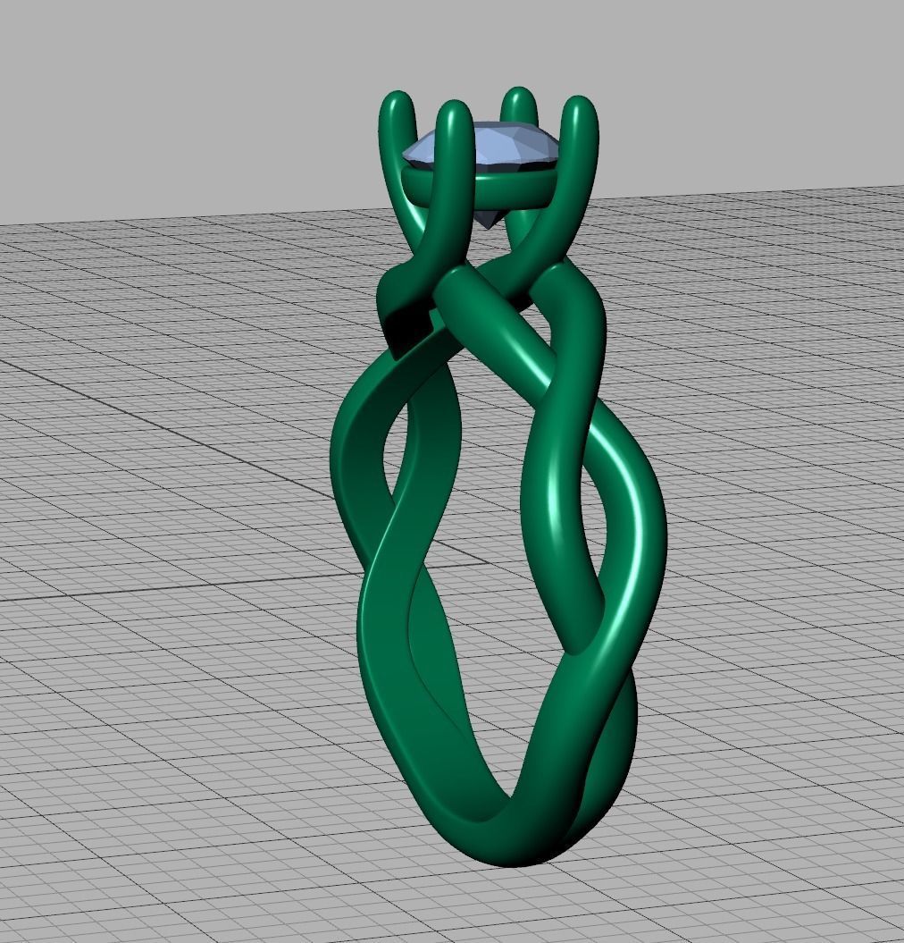 Classic Engagement Ring Solitaire Crossover Ring 3dmodel 3D print model_21