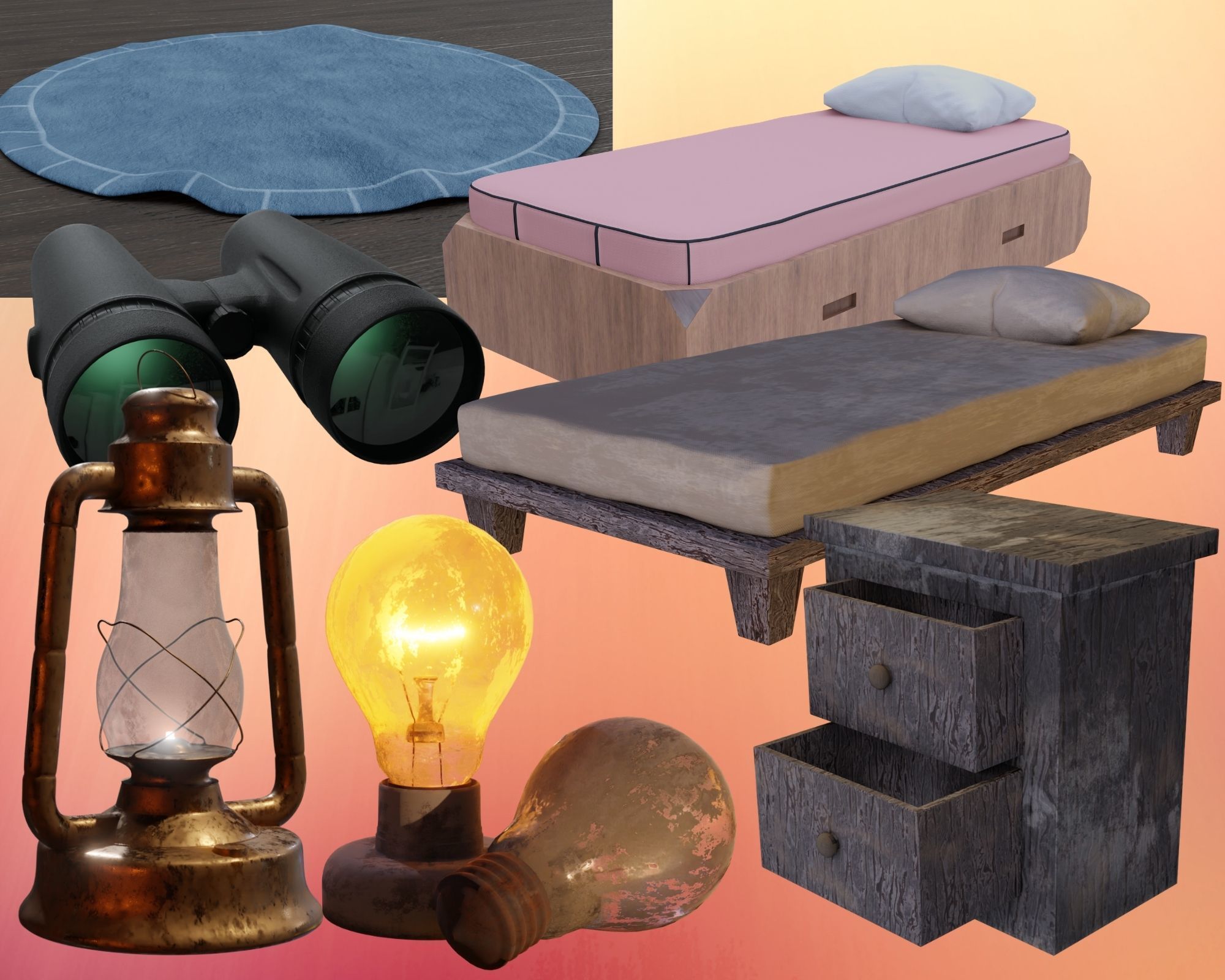 Gravity Falls Attic Furniture Set 3D Model Collection_7
