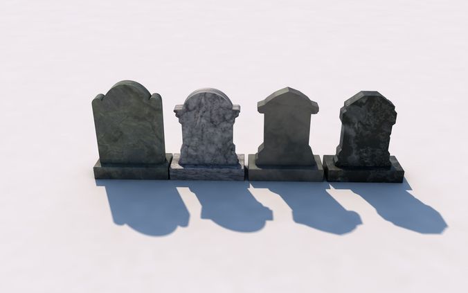 Set of 4 Tombstones Free 3D model