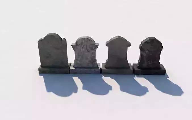 Set of 4 Tombstones Free 3D model