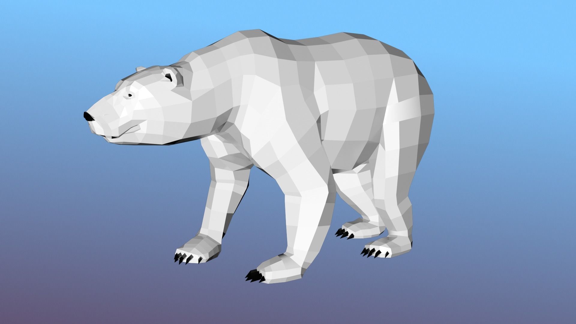 White bear Low Polygon Animal Arctic sea ocean Low-poly 3D model Low-poly 3D model_2