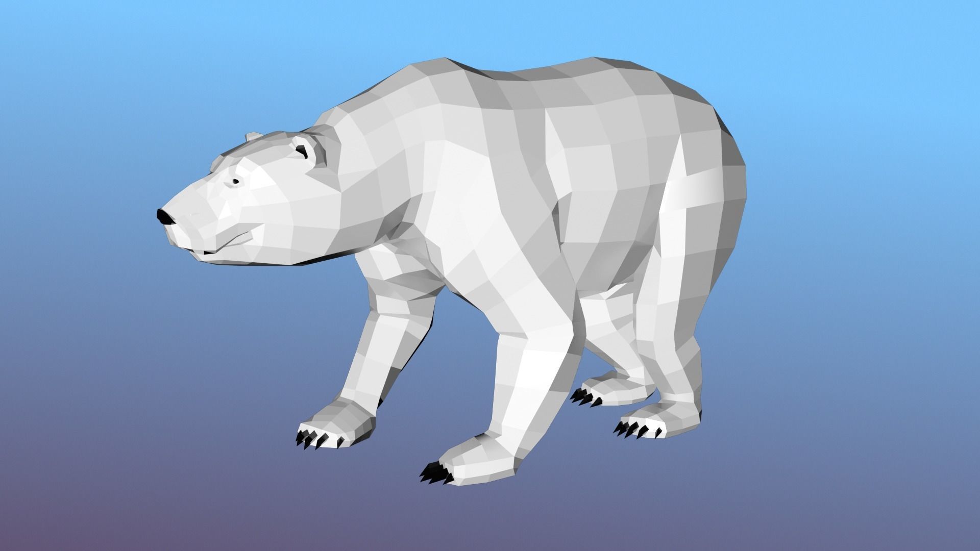 White bear Low Polygon Animal Arctic sea ocean Low-poly 3D model Low-poly 3D model_3