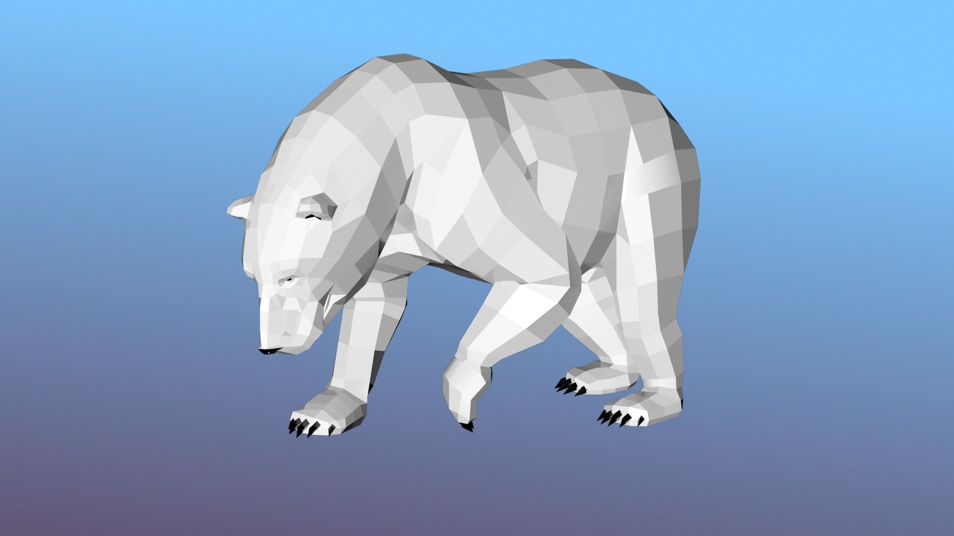 White bear Low Polygon Animal Arctic sea ocean Low-poly 3D model Low-poly 3D model_16