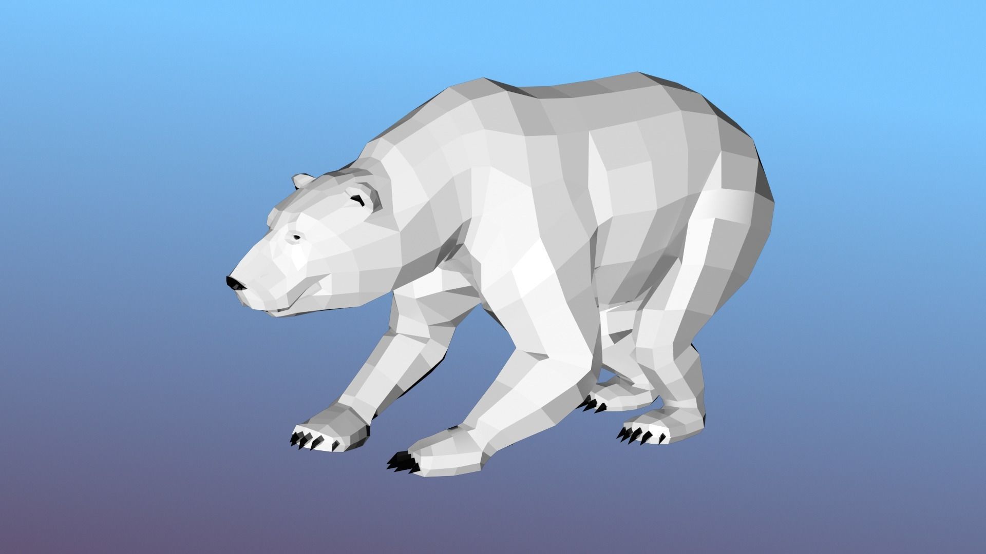 White bear Low Polygon Animal Arctic sea ocean Low-poly 3D model Low-poly 3D model_6